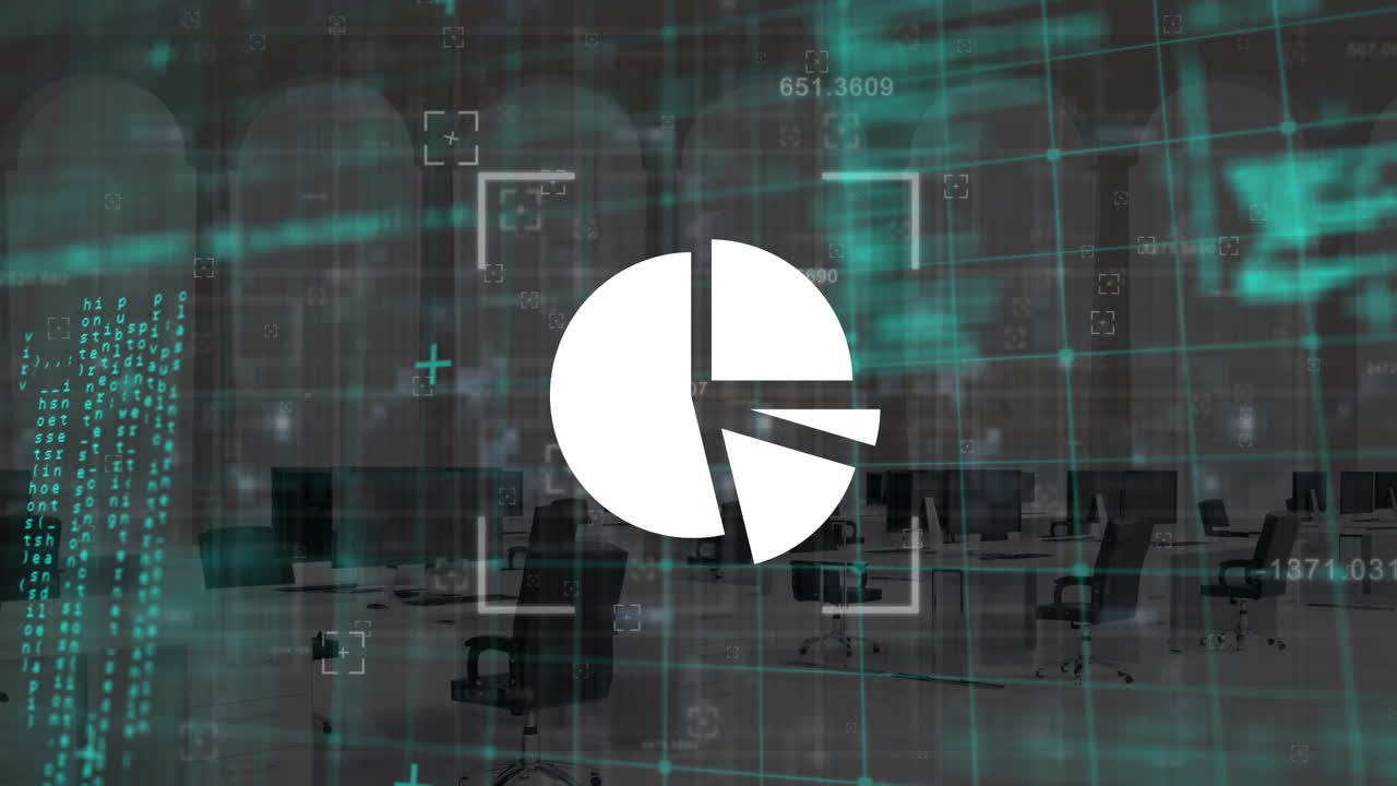 animación del procesamiento de datos en la oficina
