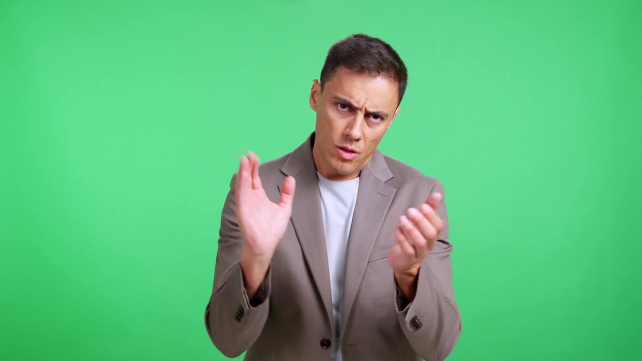 Irritated man clapping hands with sarcastic applause expression
