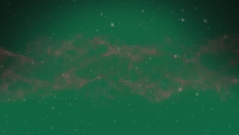 Animation-of-dust-and-digital-glitter-over-green-background