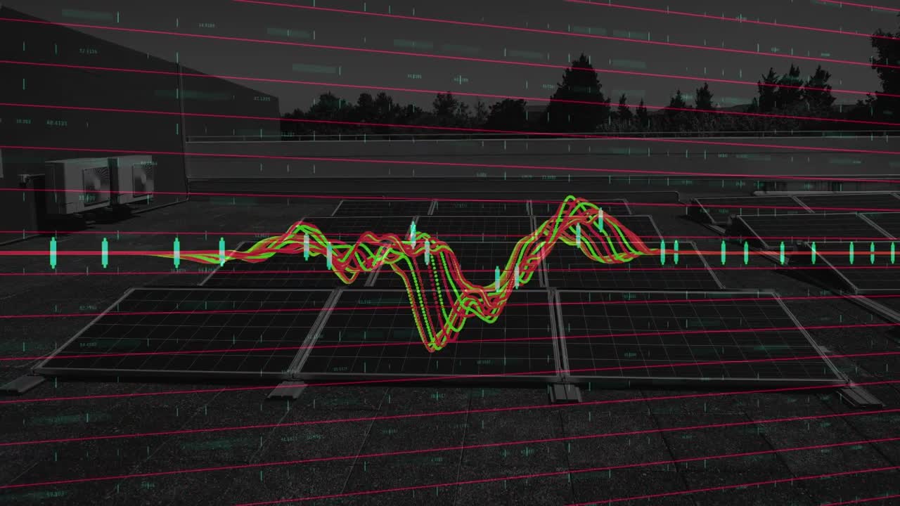 Animation of data processing over solar panels