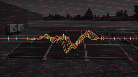 animation of data processing over solar panels