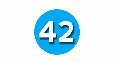 number 42 forty two sign symbol animation motion graphics on blue circle white background,cartoon video number for video elements