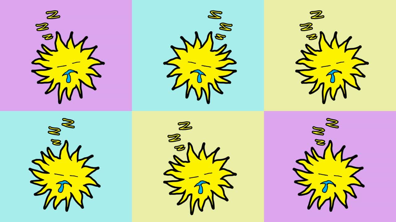 아이들은 팝 아트를 그리고 있습니다. 태양의 주제로 매이지 않는 배경입니다.