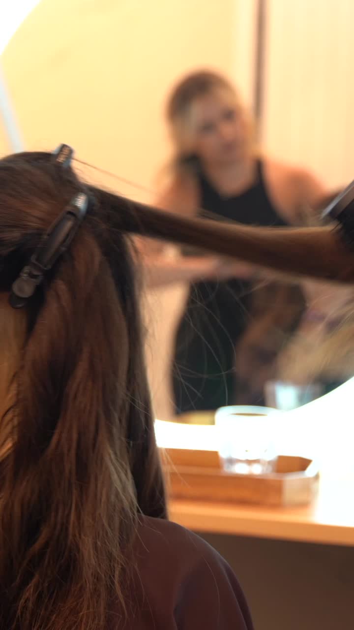 Hair styling in a salon