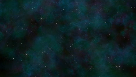 blue starry fields and fly glitters and particles in galaxy