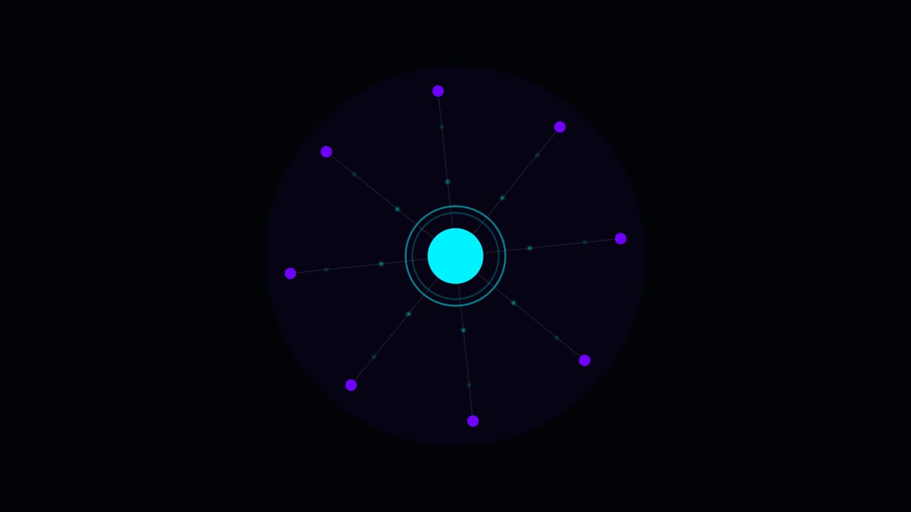 Abstract Digital Network Node Animation with Pulsing Light