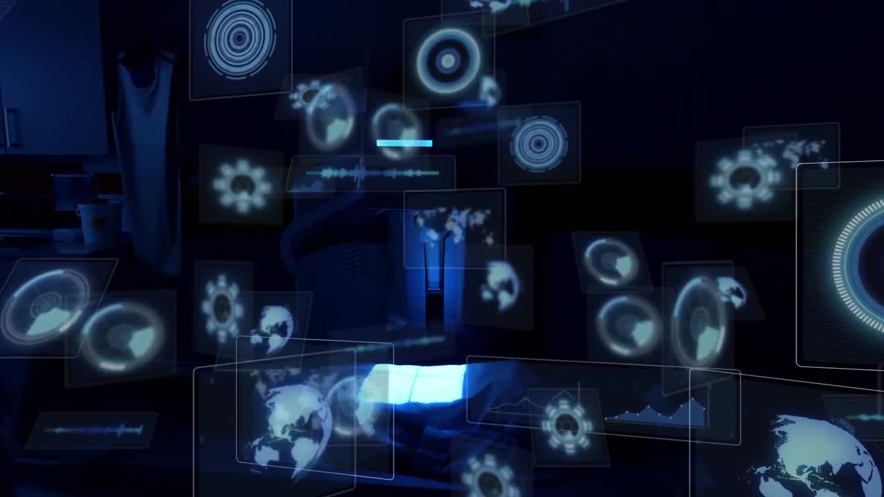 animación del procesamiento de datos científicos en pantallas