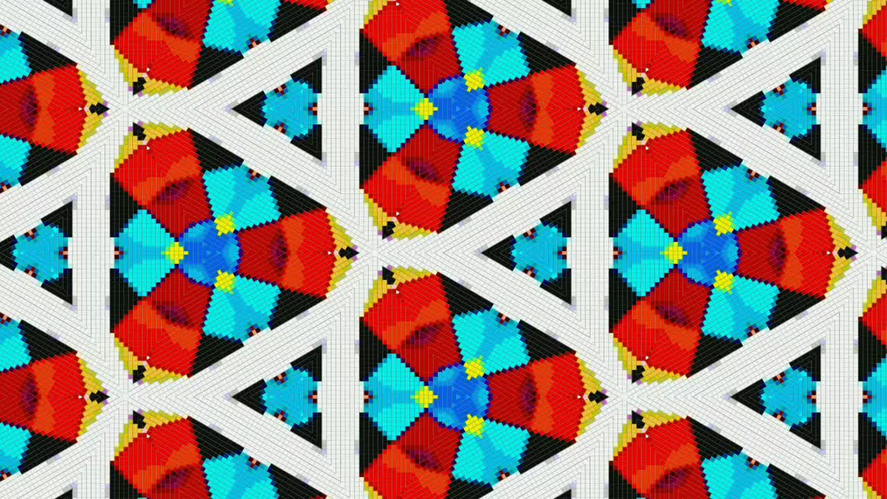 그래픽 스크롤 흰색 배경에 화려한 픽셀 삼각형 패턴