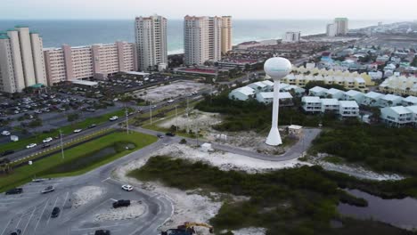 pensacola navarre beach, coastal city with florida pier and beach, navarre beach along florida's gulf coast. air view of navarre pier in west florida. drone view of this beautiful city