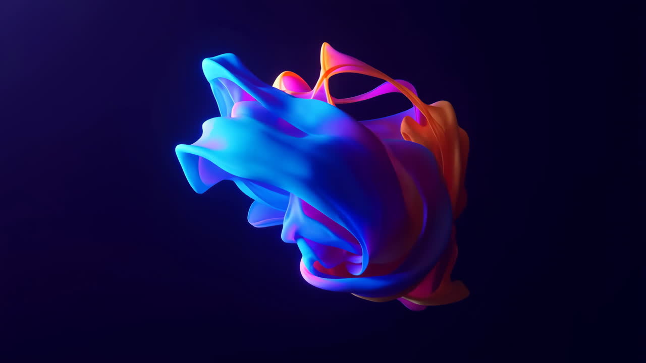 Vibrant Abstract Fluid Sculpture on Dark Background