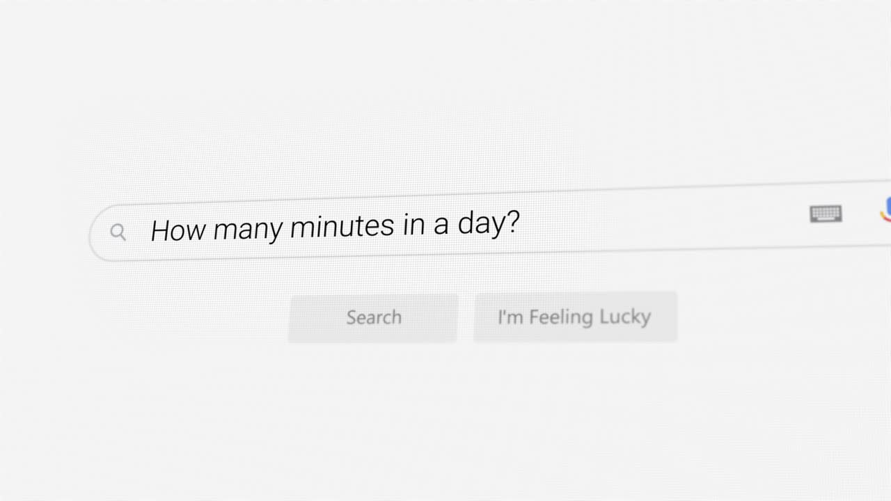 Searching for How many minutes in a day? on Internet browser