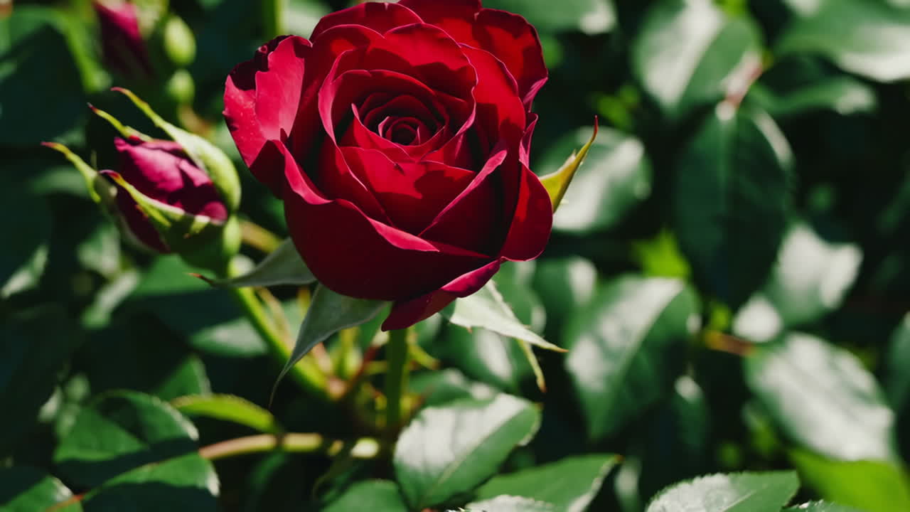 Close-up of a beautiful red rose in bloom