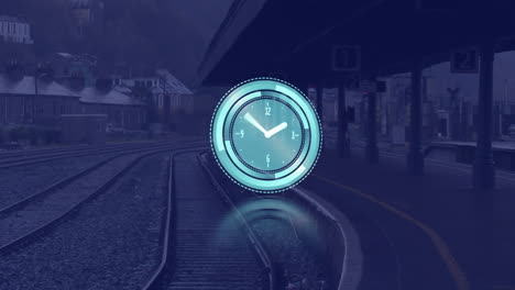 animación del reloj moviéndose rápidamente sobre la plataforma del tren