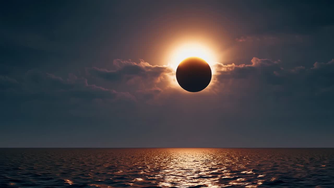 Solar Eclipse Over the Ocean