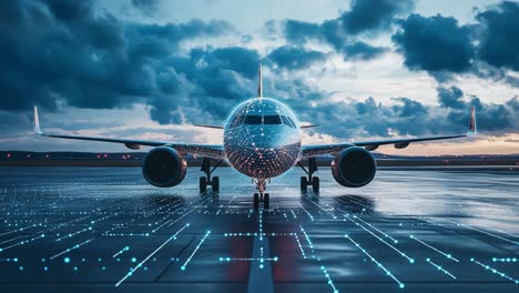 futuristic airplane on runway