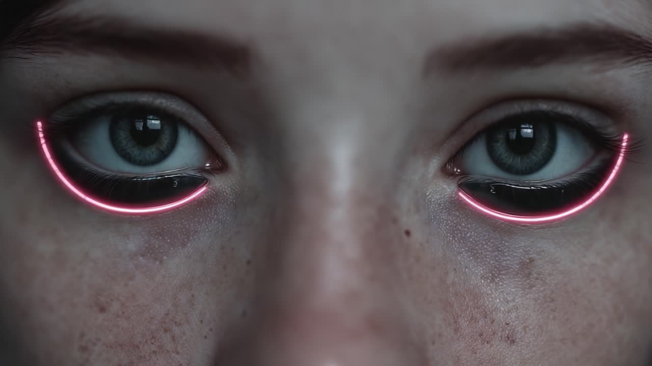 A Close-Up of Eyes Adorned with Neon Pink Highlights, Showcasing Intricate Details and Unique Expressions in a Bold Artistic Interpretation