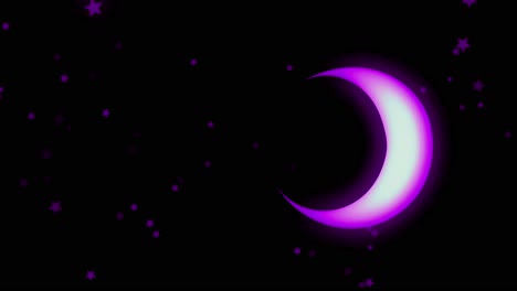 purple crescent moon in a night sky