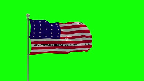 bikini atoll  3d illustration of the waving flag on a pole with  chroma key