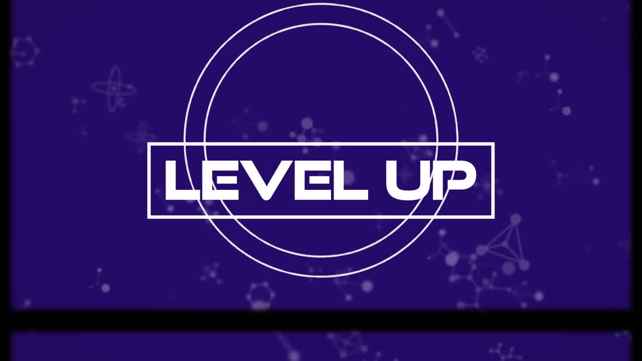 efecto del carrete de la película en el nivel sobre contra las estructuras moleculares flotando en el fondo azul