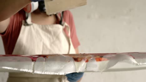 woman making surfboard 4k