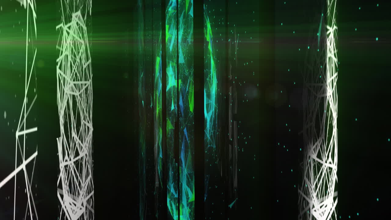 Animation of moving shapes on black background