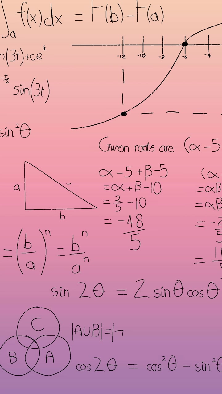 Animation of mathematical data processing over pink background