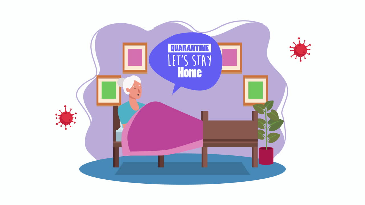 old woman in bed stay at home for covid19 prevention method