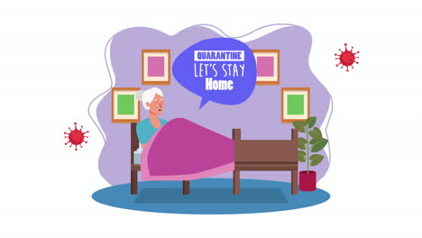 old woman in bed stay at home for covid19 prevention method