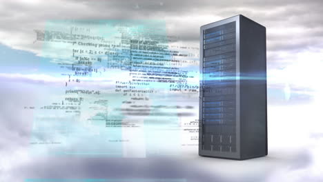 animación del procesamiento de datos a través de un servidor informático