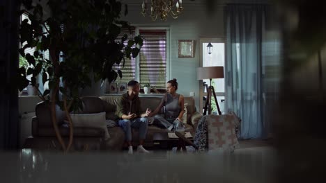 couple arguing in living room