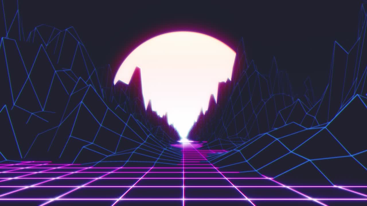 80s Retro Futurism Sun Space Background