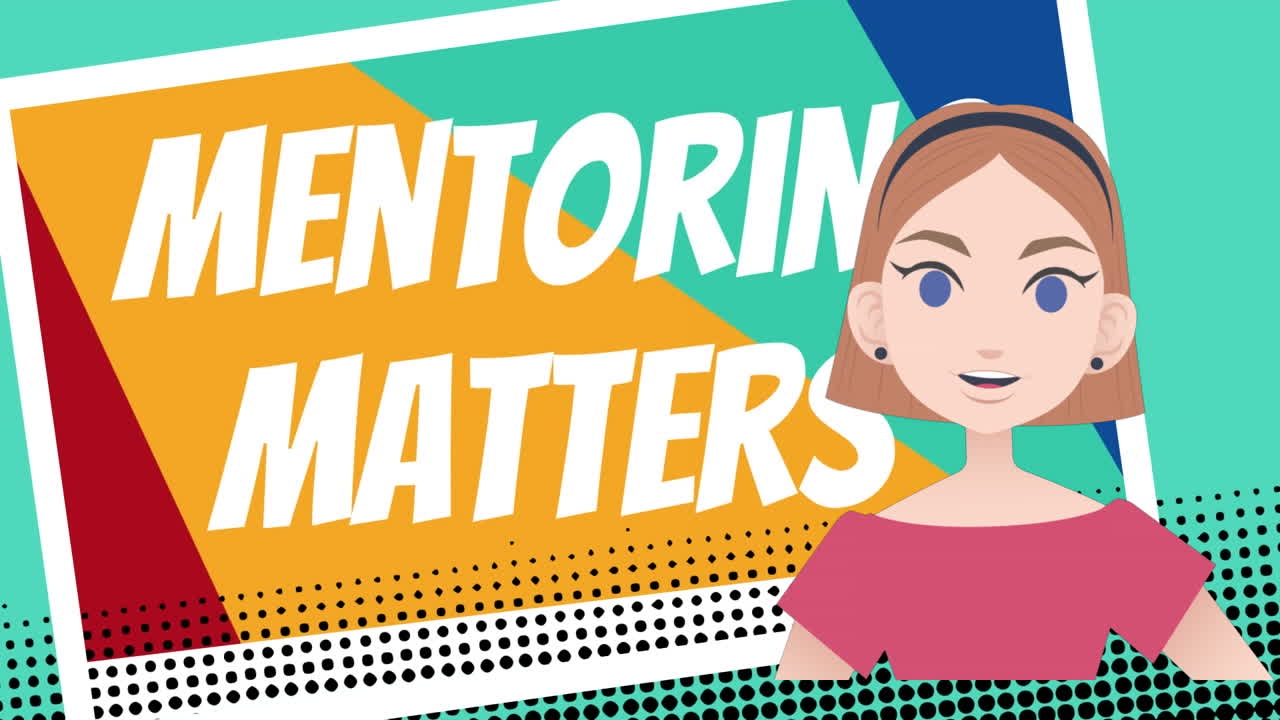 멘토링 문제에 대해 이야기하는 여성의 애니메이션 텍스트
