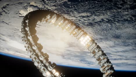 estación espacial futurista en órbita terrestre