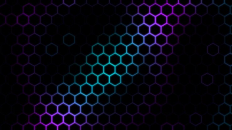 Abstrakte leuchtende Hexagon-Muster-Animation mit violettem und blauem Licht