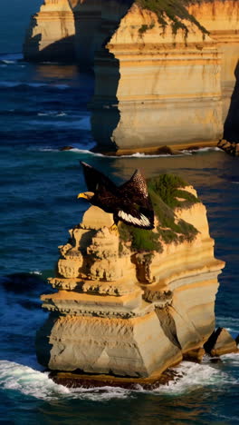 eagle in flight over the great ocean road coastline
