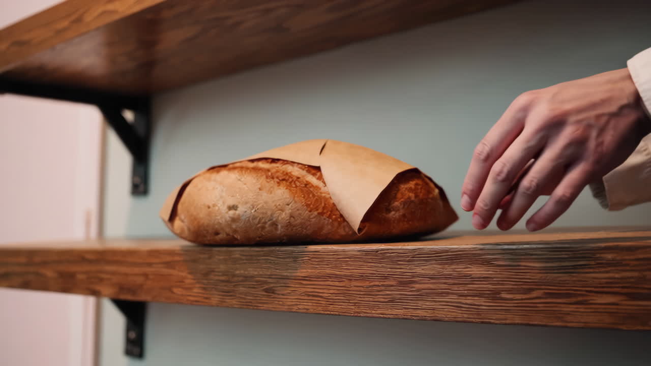 Bread on Wooden Shelves