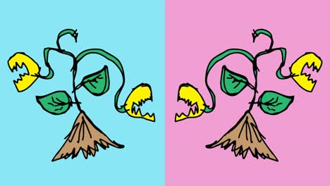 niños dibujando arte pop fondo sin costuras con el tema de las plantas insectívoras