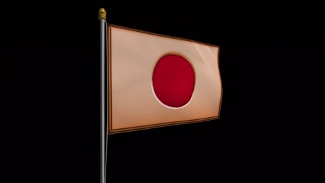 loop video of bronze japanese flag loop video fluttering in the wind, 4k uhd slow motion video with alpha channel.