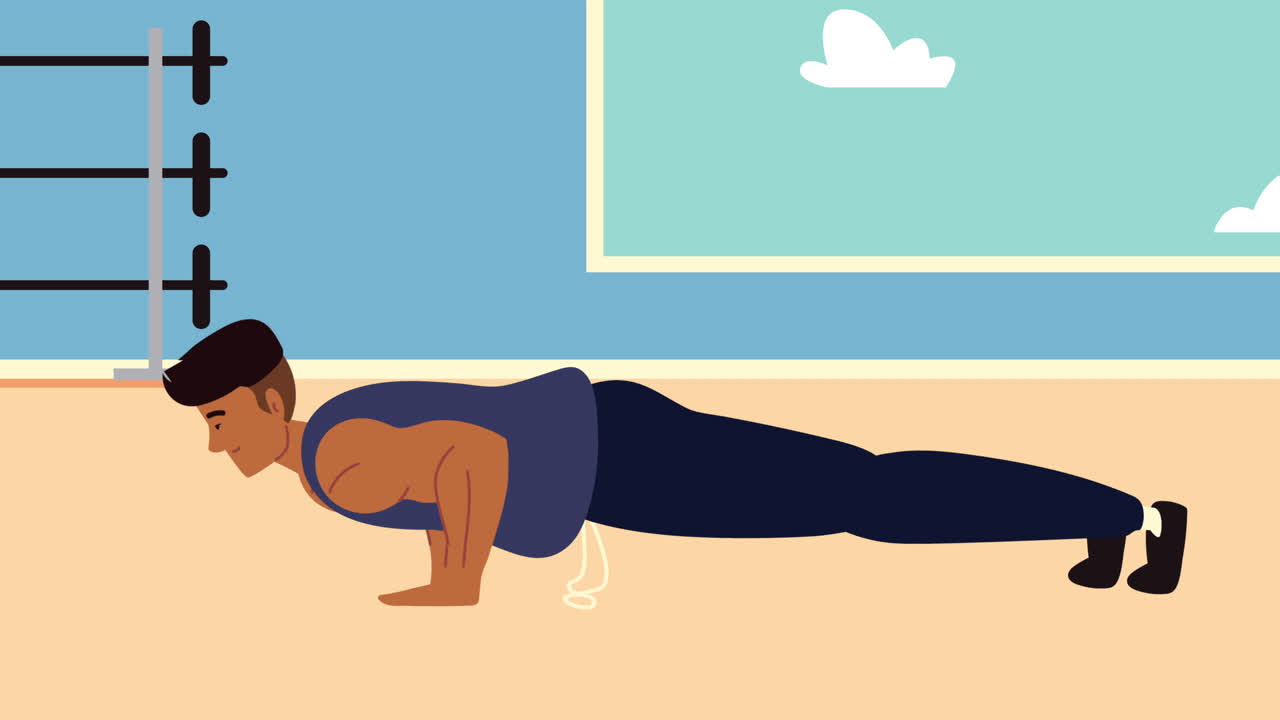 hombre practicando ejercicio en el gimnasio personaje