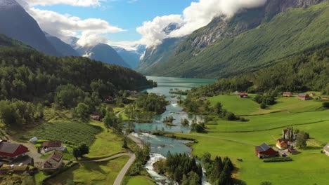 Beautiful-Nature-Norway-natural-landscape.-Aerial-footage-lovatnet-lake-Lodal-valley.