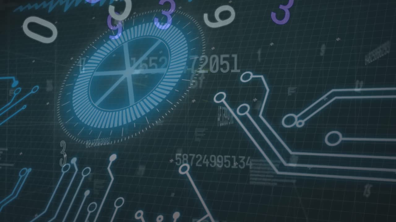 Video of data processing over dark background