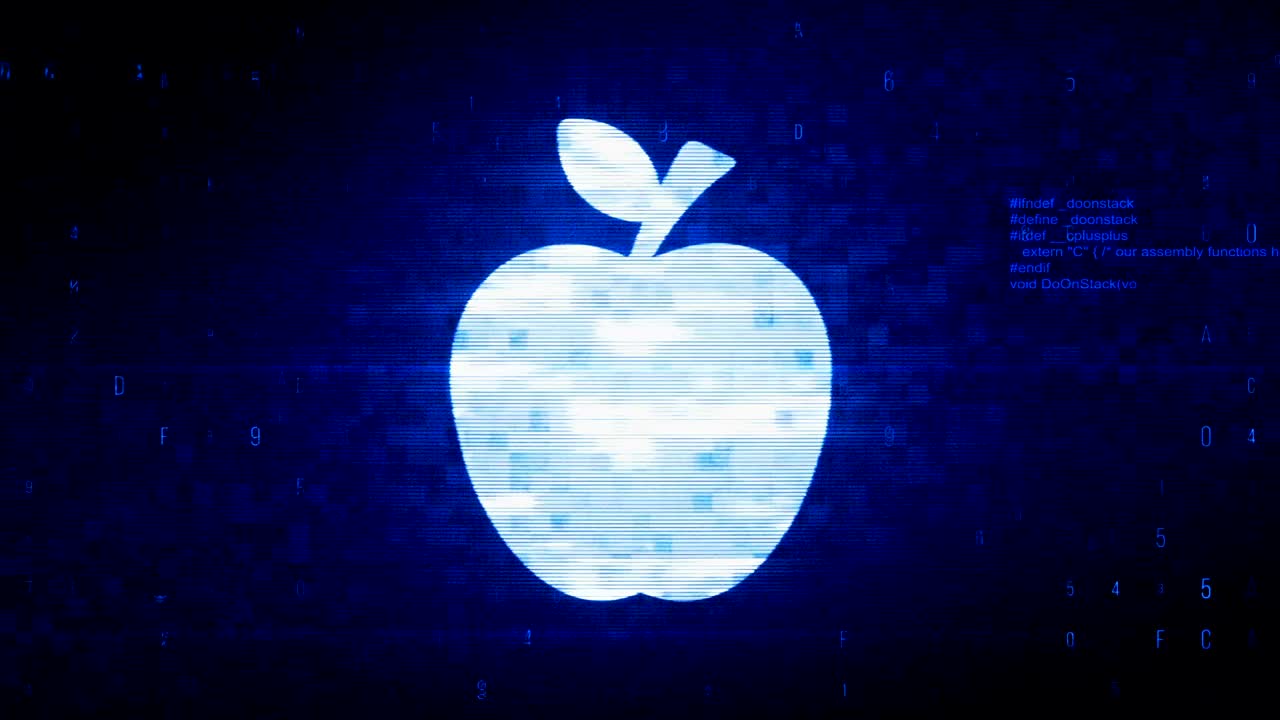 사과 기호 디지털 픽셀 노이즈 오류 애니메이션