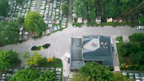 Top-down-view-of-cementery-with-lot-of-nature-elements