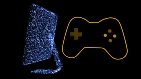 animación del logotipo amarillo del videojuego con computadora