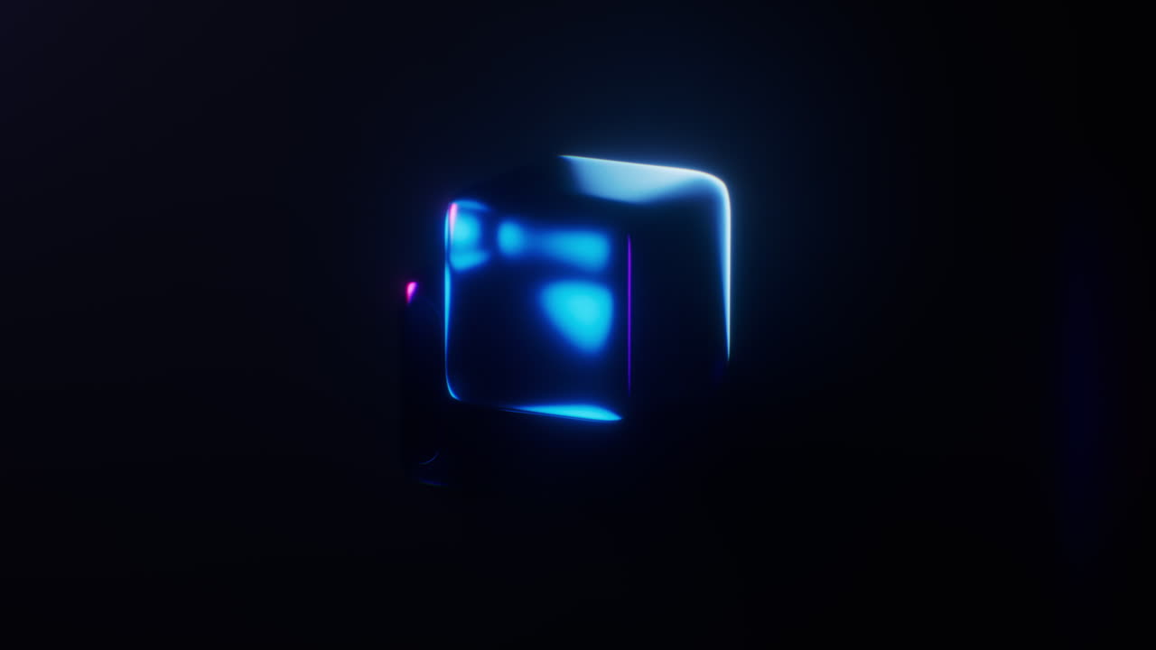 animación de bucle de vidrio de gema oscura con efectos de luz de neón, renderización en 3d.