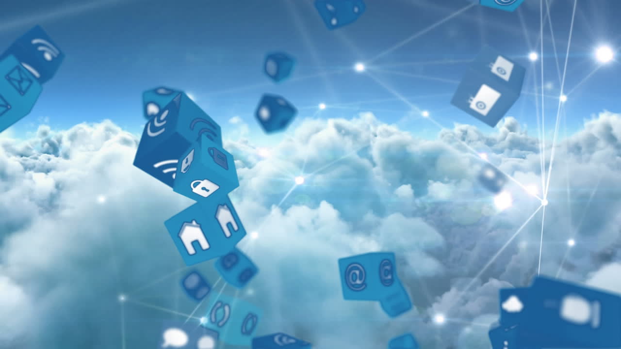 온라인 및 응용 프로그램 아이콘은 사각형과 하늘에 비대칭적인 선