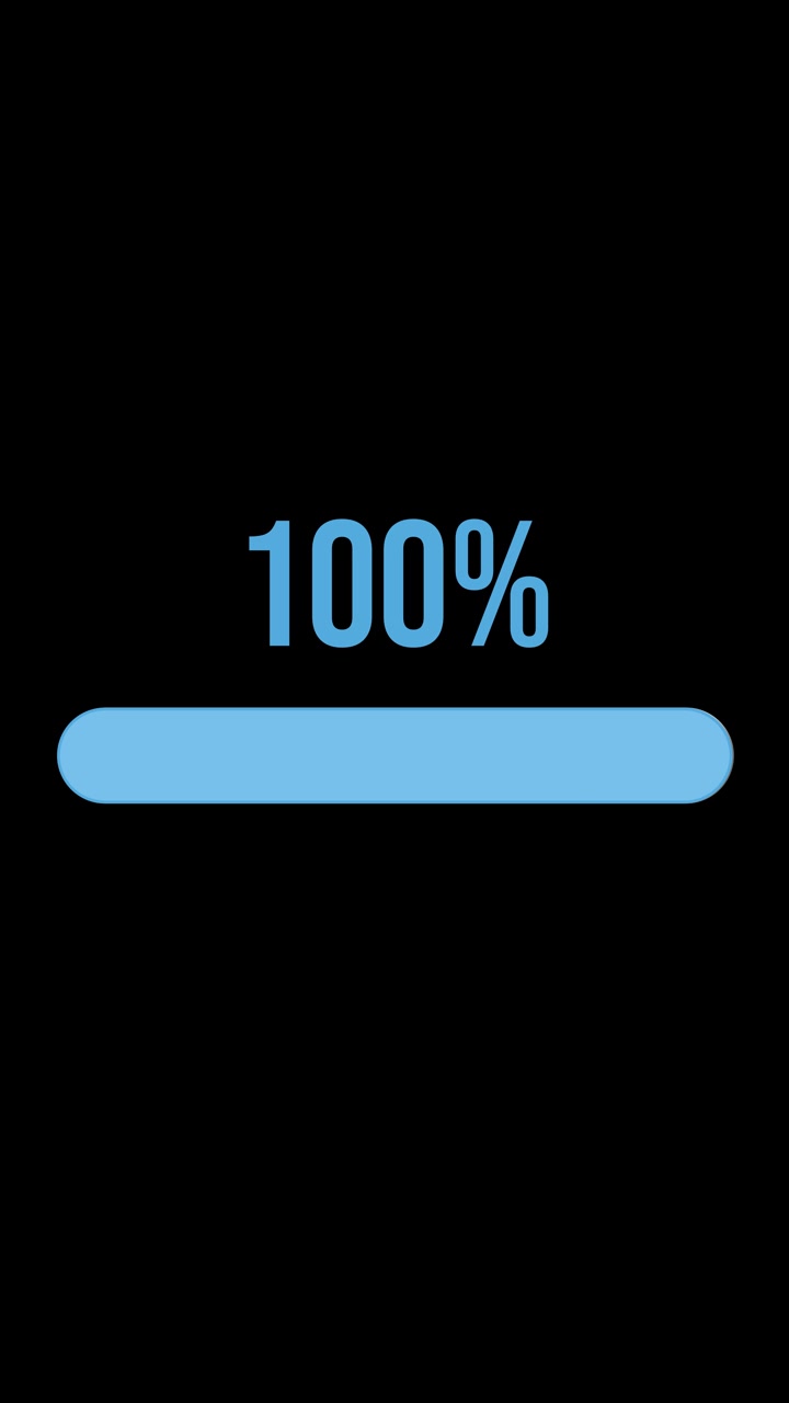 A smooth animation of a percentage bar filling from 16% to 100% against a black background, highlighting progress