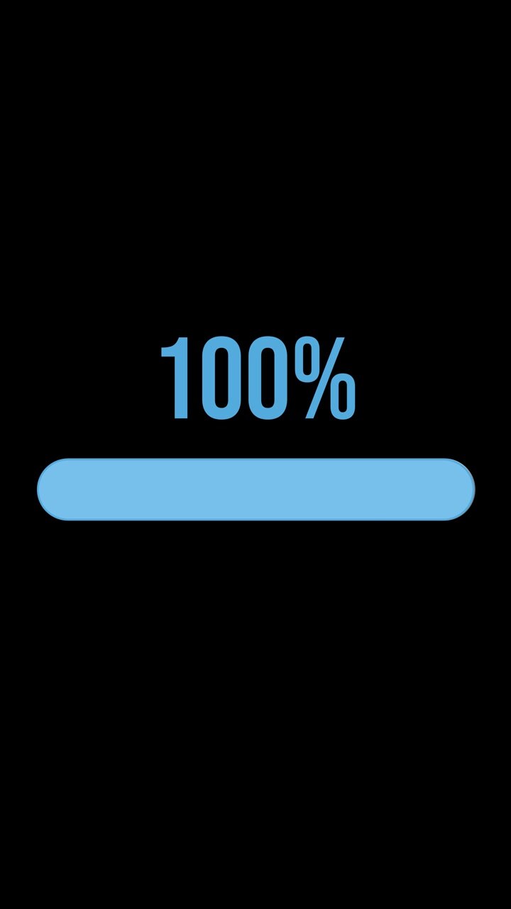 A smooth animation of a percentage bar filling from 16% to 100% against a black background, highlighting progress
