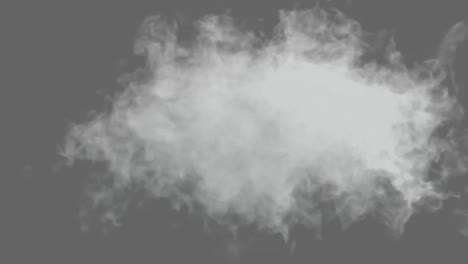 animation of cloud of white smoke appearing and disappearing on black to white background