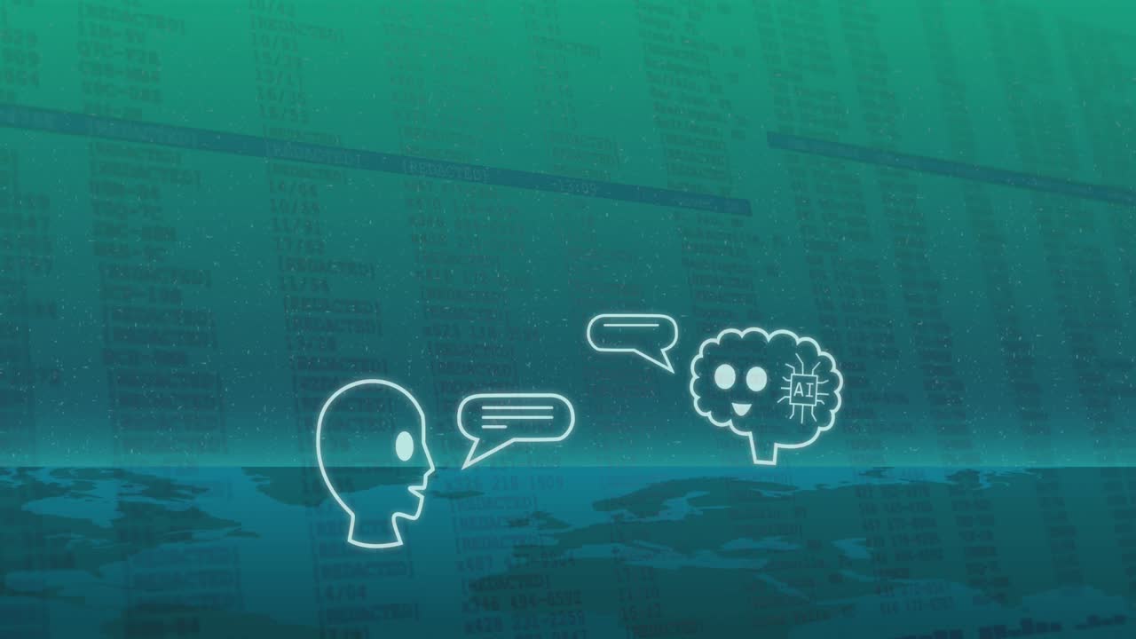 Animation of ai data processing with ai icons